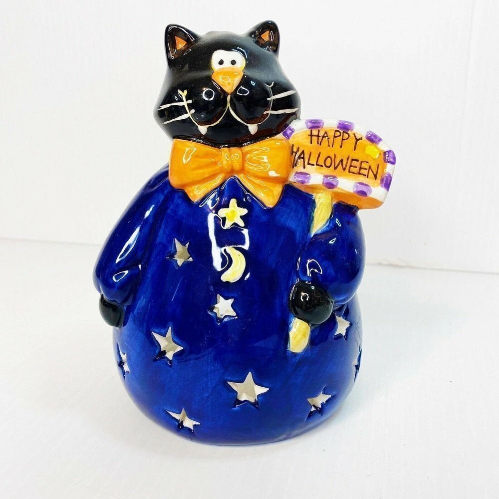 GANZ Halloween Black Cat Tea Light Holder